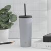 imageJoyJolt Vacuum Insulated 24 oz Tumbler with Lid and Straw 2 Each Vacuum Double Wall Stainless Steel Tumbler Copper Lined for 12Hr HoldCold Drinks Leakproof Water Bottle Tea or Iced Coffee CupDovey Grey