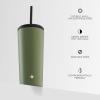 imageJoyJolt Vacuum Insulated 24 oz Tumbler with Lid and Straw 2 Each Vacuum Double Wall Stainless Steel Tumbler Copper Lined for 12Hr HoldCold Drinks Leakproof Water Bottle Tea or Iced Coffee CupForest Green