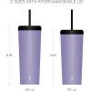 imageJoyJolt Vacuum Insulated 24 oz Tumbler with Lid and Straw 2 Each Vacuum Double Wall Stainless Steel Tumbler Copper Lined for 12Hr HoldCold Drinks Leakproof Water Bottle Tea or Iced Coffee CupLilac Purple