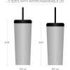 imageJoyJolt Vacuum Insulated 24 oz Tumbler with Lid and Straw 2 Each Vacuum Double Wall Stainless Steel Tumbler Copper Lined for 12Hr HoldCold Drinks Leakproof Water Bottle Tea or Iced Coffee CupDovey Grey