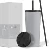 imageJoyJolt Vacuum Insulated 24 oz Tumbler with Lid and Straw 2 Each Vacuum Double Wall Stainless Steel Tumbler Copper Lined for 12Hr HoldCold Drinks Leakproof Water Bottle Tea or Iced Coffee CupDovey Grey