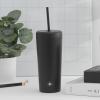 imageJoyJolt Vacuum Insulated 24 oz Tumbler with Lid and Straw 2 Each Vacuum Double Wall Stainless Steel Tumbler Copper Lined for 12Hr HoldCold Drinks Leakproof Water Bottle Tea or Iced Coffee CupMatte Black
