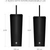 imageJoyJolt Vacuum Insulated 24 oz Tumbler with Lid and Straw 2 Each Vacuum Double Wall Stainless Steel Tumbler Copper Lined for 12Hr HoldCold Drinks Leakproof Water Bottle Tea or Iced Coffee CupMatte Black
