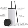 imageJoyJolt Vacuum Insulated 24 oz Tumbler with Lid and Straw 2 Each Vacuum Double Wall Stainless Steel Tumbler Copper Lined for 12Hr HoldCold Drinks Leakproof Water Bottle Tea or Iced Coffee CupMatte White