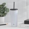 imageJoyJolt Vacuum Insulated 24 oz Tumbler with Lid and Straw 2 Each Vacuum Double Wall Stainless Steel Tumbler Copper Lined for 12Hr HoldCold Drinks Leakproof Water Bottle Tea or Iced Coffee CupMatte White
