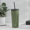 imageJoyJolt Vacuum Insulated 24 oz Tumbler with Lid and Straw 2 Each Vacuum Double Wall Stainless Steel Tumbler Copper Lined for 12Hr HoldCold Drinks Leakproof Water Bottle Tea or Iced Coffee CupForest Green