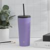 imageJoyJolt Vacuum Insulated 24 oz Tumbler with Lid and Straw 2 Each Vacuum Double Wall Stainless Steel Tumbler Copper Lined for 12Hr HoldCold Drinks Leakproof Water Bottle Tea or Iced Coffee CupLilac Purple