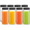imageJoyJolt 16 oz Reusable Glass Bottles with Caps Set of 8 Juicing Bottles With Lids and Juice Jars Labels Glasses for Cold Brew SmoothieBlack Lids
