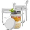 imageJoyJolt 3Pack Glass Overnight Oats Jars with Lids and Spoons Set 16 oz Mason Jars for Overnight Oats Chia Pudding Jars with Lids  BPAFree Leak Proof Small Containers for Meal PrepWhite