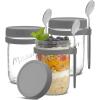 imageJoyJolt 3Pack Glass Overnight Oats Jars with Lids and Spoons Set 16 oz Mason Jars for Overnight Oats Chia Pudding Jars with Lids  BPAFree Leak Proof Small Containers for Meal PrepGrey