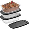 imageJoyJolt 3pc Loaf Pans for Baking Bread with Lids Baking Set 19 Quart Large Rectangular Baking Dish With Lid Oven Pan Banana Bread Pan Lasagna Pan Deep with Lid Bread Saver Container AirtightBlack
