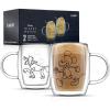 imageJoyJolt Aroma Disney Mickey and Pluto 135oz Glass Coffee Cups Set  2 Insulated Double Wall Mugs Large Espresso Cups  Unique Disney Cups