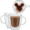 imageJoyJolt Disney Mickey Mouse 3D Espresso Cups 54oz Glass Set of 2  Insulated Double Wall Design Unique Coffee Mugs10 Oz