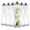 imageJoyJolt Fluted Glass Water Bottles Set of 618 oz Glass Bottles with Stainless Steel Caps  Glass Drinking Bottles with Leakproof Lids  Reusable Glass Juice Bottle  Container Bottle SetClear Glass