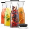 imageJoyJolt Glass Carafe with Lid Set of 3  1 Liter Glass Pitcher for Mimosa Bar Water Iced Tea Juice Wine Lemonade Milk  Dishwasher Safe Beverage Drink Dispensers for Brunch Parties36 Ounces