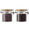 imageJoyJolt Glass Jars With Bamboo Lids 12 fl oz 2PC Set of Airtight Storage Jars with Clamp Lids for Pantry Food Storage Air Tight Sealable Glass Canisters Containers for Kitchen Organization12 oz