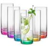 imageJoyJolt Hue Colorful Whiskey Set of 6 10oz Drink Glasses Double Old Fashioned Glass Modern Whiskey Glass Set for Bar Low Ball Cocktail Tumbler GlassesHighball Glasses