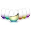 imageJoyJolt Hue Colorful Whiskey Set of 6 10oz Drink Glasses Double Old Fashioned Glass Modern Whiskey Glass Set for Bar Low Ball Cocktail Tumbler GlassesWine Glasses