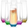 imageJoyJolt Hue Colorful Whiskey Set of 6 10oz Drink Glasses Double Old Fashioned Glass Modern Whiskey Glass Set for Bar Low Ball Cocktail Tumbler GlassesChampagne Glasses
