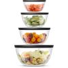 imageJoyJolt Kitchen Mixing Bowls  8pc Glass with Lids Set  Neat Nesting Large Bowl Batter Cooking Storage and Big Salad BPAFree RedBlack