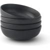 imageJoyJolt Mesa 30oz Stoneware Pasta Bowls Set of 4 Salad and Serving Bowls for Kitchen Oatmeal Soup Dinner  Matte Black Dishwasher and Microwave Safe Wide and Shallow Plate