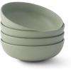 imageJoyJolt Mesa 30oz Stoneware Pasta and Salad Bowls Set of 4 Matte Sage Green Dishwasher and Microwave Safe Wide and Shallow Plate Bowls