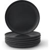 imageJoyJolt Mesa Stoneware Dinner Plates Set of 6 105quot Dish Set Dishwasher and Microwave Safe Plate Set Modern Rustic Dinnerware Kitchen Serving Dishes  Matte BlackBlack