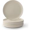 imageJoyJolt Mesa Stoneware Dinner Plates Set of 6 105quot Dish Set Dishwasher and Microwave Safe Plate Set Modern Rustic Dinnerware Kitchen Serving Dishes  Matte BlackLinen