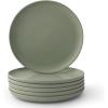 imageJoyJolt Mesa Stoneware Dinner Plates Set of 6 105quot Dish Set Dishwasher and Microwave Safe Plate Set Modern Rustic Dinnerware Kitchen Serving Dishes  Matte BlackGreen