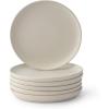 imageJoyJolt Mesa Stoneware Salad Plates 8quot Round Lunch Plates Dishwasher and Microwave Safe Plate Set of 6 Modern Rustic Dinnerware Appetizer Dessert Dinner Sides Kitchen Dishes  Matte White LinenLinen