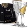 imageJoyJolt Windsor Gold Rim White Wine Glasses Crystal Wine Glasses Set of 2 6 oz Wine Glasses Stemmed Wine Glass Set Fancy Wine Glass made in Europe Modern Wine Glasses Wine Glasses for White WineWhite Wine Glasses