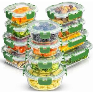 imageJoyJolt 24pc Borosilicate Glass Storage Containers with Lids  12 AirtightFreezer Safe Food Storage Containers for Pantry and Kitchen  Meal Prep Container for Lunch  Glass Tupperware SetColor Green