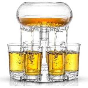 imageJoyJolt 6 Shot Glass Dispenser and Glass Set 32oz Liquor Dispenser for Home Bar Accessories Parties