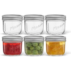 imageJoyJolt 8 Oz Mason Jars With Lids Labels and Measures 6Pack Wide Mouth Mason Jars Glass Jar with Lid and Band Airtight Canning Jars Overnight Oats Jars Salad Jars Sourdough Starter Jar8 Oz