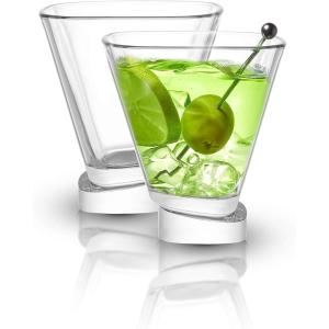 imageJoyJolt Aqua Vitae Martini Glass Set of 2 Crystal Glassware SemiSquare Drinking Glasses with Off Set Base Stemless Cocktail Glasses and Dessert Glasses Unique Christmas Gifts
