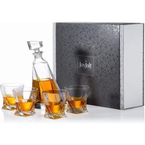 imageJoyJolt Atlas 5Piece Luxury Crystal Whiskey Decanter Set 22 oz Decanter ampamp 4 x 108 oz Old Fashioned Whiskey Glasses