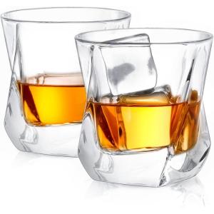 imageJoyJolt Aurora Crystal Whiskey Glasses 74oz Twisted Whiskey Glass Set of 2 Old Fashioned Liquor and Drinking Glasses Crystal Scotch Whisky Glass Set for BourbonAurora Whiskey Glasses