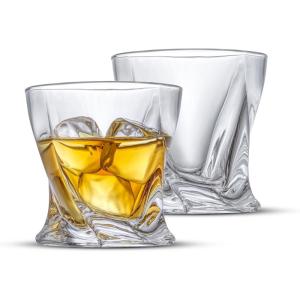 imageJoyJolt Aurora Crystal Whiskey Glasses 74oz Twisted Whiskey Glass Set of 2 Old Fashioned Liquor and Drinking Glasses Crystal Scotch Whisky Glass Set for BourbonAtlas whiskey Glasses