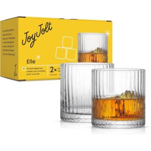 imageJoyJolt Bedside Water Carafe and Glass Set Elle Fluted Glass Carafe and Ribbed Glassware Vintage Nightstand Water Mouthwash Decanter for Bathroom or Ribbed Vase Mid Century Modern GlasswareWhisky Glasses