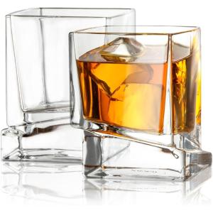 imageJoyJolt Carre Shot Glasses Square Heavy Base Shot Glass Set Of 4 18OunceWhiskey Glasses