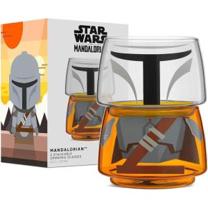 imageJoyJolt Character Stackable Star Wars Drinking Glasses  8oz Mandalorian Glass Cups Head and Body  Set of 2 for Bar Kitchen  Fun Glassware Star Wars GiftsThe Mandalorian