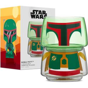 imageJoyJolt Character Stackable Star Wars Drinking Glasses  8oz Mandalorian Glass Cups Head and Body  Set of 2 for Bar Kitchen  Fun Glassware Star Wars GiftsBoba Fett