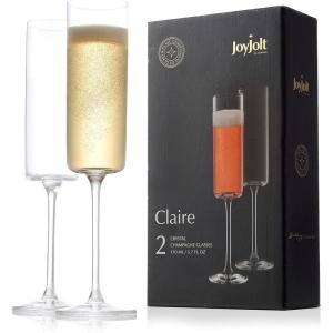 imageJoyJolt Claire 14oz Red Wine Glass Set Large Wine Glasses Set of 2 Elegant Crystal Wide Rim Stemware Modern Glasses with Stem Made in Europe Stemmed Glassware for Unique GiftsChampagne Flutes