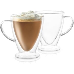 imageJoyJolt Declan Irish Double Wall Insulated Glass Coffee Cups Set of 2 15Ounces