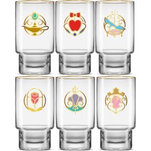 imageJoyJolt Disney Princess Iconic Tall 16 oz Drinking Glasses Highball Glass Cups Set of 6 ft Snow White Cinderella Sleeping Beauty and more Water Juice Coffee Tea Tumblers Disney Gifts16 ounce