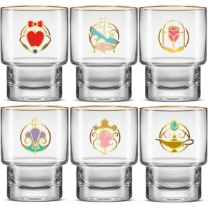 imageJoyJolt Disney Princess Iconic Tall 16 oz Drinking Glasses Highball Glass Cups Set of 6 ft Snow White Cinderella Sleeping Beauty and more Water Juice Coffee Tea Tumblers Disney Gifts10 ounce