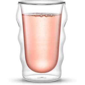 imageJoyJolt Double Wall Glasses  Christian Siriano Flux 135oz Insulated Cups 2x Double Walled Tumblers Mojito or Pina Colada Cocktail Glasses Latte Coffee Cups Iced Coffee Glasses Beer Glass Cups