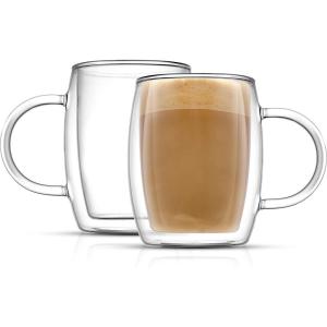 imageJoyJolt Double Wall Glasses 135Ounce Insulated Mugs Double Walled Glass Cups For Coffee Tea Set of 2