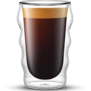 imageJoyJolt Double Walled Espresso Glasses  Christian Siriano Flux 2oz Espresso Cups 2x Small Double Wall Glass Coffee Cups Demitasse Cups Espresso Measuring Cup or Limoncello Liqueur Shot Glasses