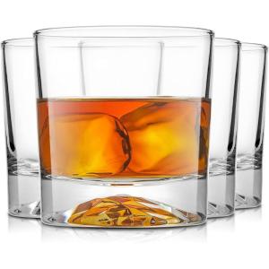 imageJoyJolt Everyday Whiskey Glasses  10oz Old Fashioned Glasses Set 4 Crystal Scotch Glasses Rocks Glass Bourbon Glasses Liquor Glasses Cocktail Glasses set